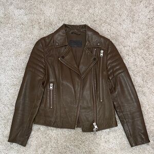 All Saints Dark Brown Leather Jacket